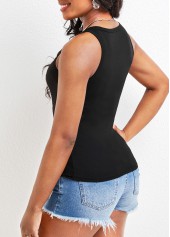 Scoop Neck Black Strappy Tank Top