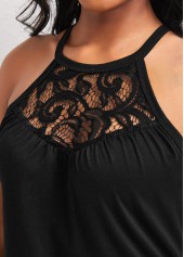 Lace Black Patchwork Strappy Camisole Top