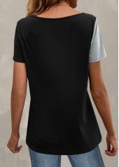 Plus Size Light Grey Marl Button T Shirt