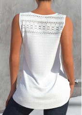 Plus Size White Lace Sleeveless Tank Top