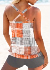 Plus Size Orange Geometric Print Tankini Top-No Bottom