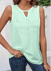 Plus Size Light Green Cut Out Tank Top