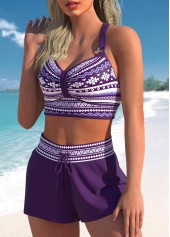 Plus Size Purple Tribal Print Bikini Set