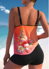 Floral Print Multi Color Double Straps Tankini Top-No Bottom