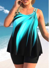 Plus Size Cyan Ombre Tankini Set
