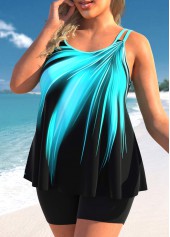 Plus Size Cyan Ombre Tankini Set