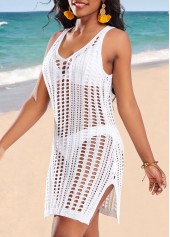 Side Slit Breathable White Cover Up