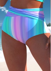 Striped Criss Cross Multi Color Bikini Set