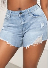 Pocket Button Skinny Zipper Fly Denim Shorts