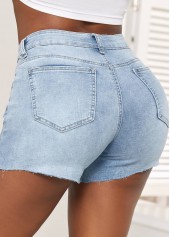 Pocket Button Skinny Zipper Fly Denim Shorts