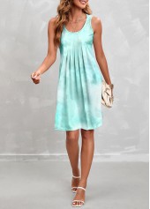 Ombre Pleated Mint Green A Line Dress