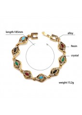 Alloy Detail Gold Oval Geometric Pattern Bracelet
