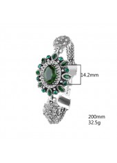 Alloy Deail Green Oval Geometric Pattern Bracelet