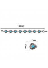 Light Blue Teardrop Geometric Pattern Bracelet