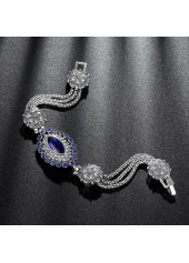 Silvery White Oval Geometric Pattern Bracelet