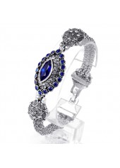 Silvery White Oval Geometric Pattern Bracelet