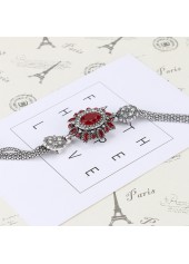 Geometric Pattern Red Oval Alloy Detail Bracelet