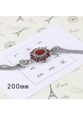Geometric Pattern Red Oval Alloy Detail Bracelet