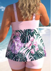 Mid Waisted Light Pink Plus Size Tankini Set