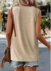 Light Camel Round Neck Lightweigh Tank Top