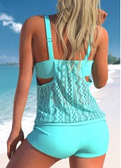Cyan Fake 2in1 Cutout Tankini Set