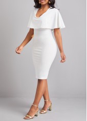 White Scoop Neck Short Sleeve Bodycon Dress