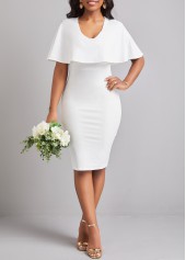 White Scoop Neck Short Sleeve Bodycon Dress