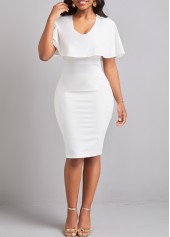 White Scoop Neck Short Sleeve Bodycon Dress