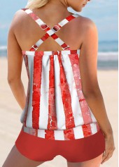 Mid Waisted American Flag Print Tankini Set
