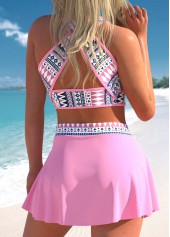 High Waisted Tribal Print Criss Cross Bikini Set