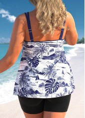 Navy Plus Size Plants Print Tankini Top-No Bottom