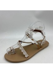 White Open Toe Falt Flip Flops Slippers