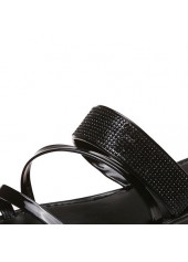 PU Black Open Toe Falt Sliders