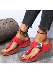 Low Heel Red Toe Post Flip Flops