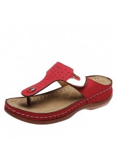 Low Heel Red Toe Post Flip Flops