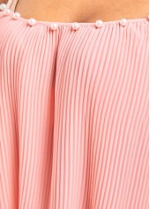 Pink Square Neck Strappy Pearl Camisole Top