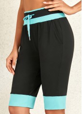 Pocket Drawastring High Waisted Black Shorts