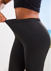 Black Skinny Elastic Waist High Waisted Patchwork Pants