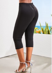 Black Skinny Elastic Waist High Waisted Patchwork Pants