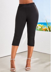 Black Skinny Elastic Waist High Waisted Patchwork Pants