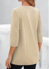 Plants Print Light Camel Fake Two Piece Twinset