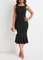 Black Plus Size Mermaid Strappy Bodycon Dress