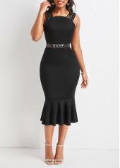 Black Plus Size Mermaid Strappy Bodycon Dress
