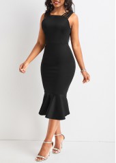 Black Plus Size Mermaid Strappy Bodycon Dress