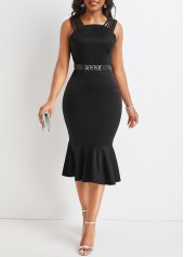 Black Plus Size Mermaid Strappy Bodycon Dress