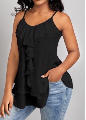 Black Scoop Neck Strappy Camisole Top