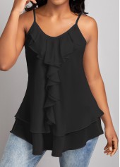Black Scoop Neck Strappy Camisole Top
