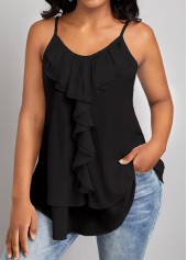 Black Scoop Neck Strappy Camisole Top