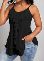 Black Scoop Neck Strappy Camisole Top