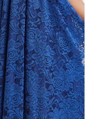 V Neck Lace Navy Short Sleeve Dress